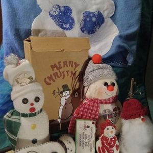 Lot handmade holiday snowman collectibles